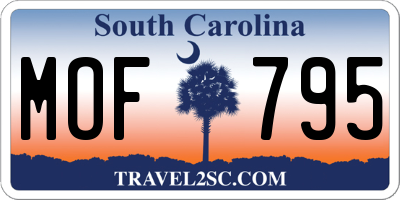 SC license plate MOF795