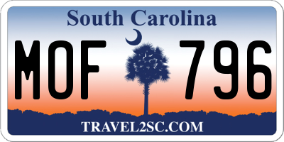 SC license plate MOF796