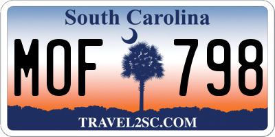 SC license plate MOF798