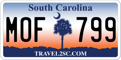 SC license plate MOF799