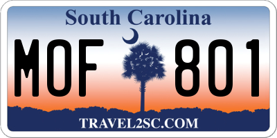 SC license plate MOF801