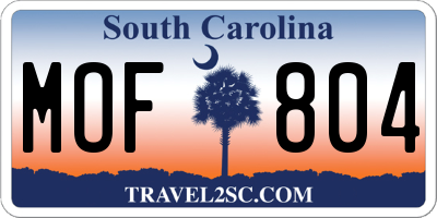 SC license plate MOF804