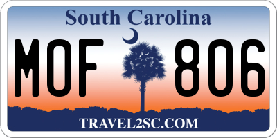 SC license plate MOF806