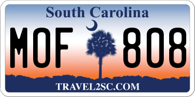 SC license plate MOF808