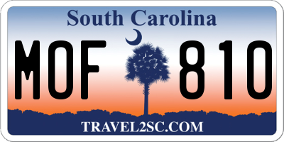 SC license plate MOF810