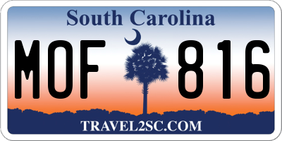 SC license plate MOF816