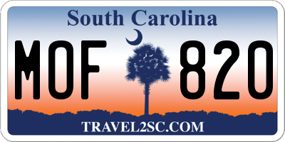 SC license plate MOF820