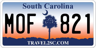 SC license plate MOF821