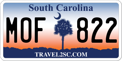 SC license plate MOF822