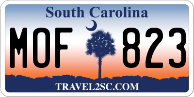 SC license plate MOF823