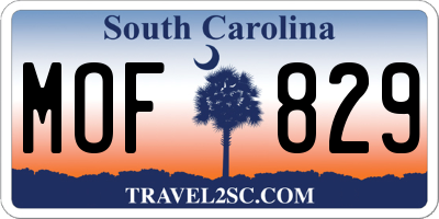 SC license plate MOF829