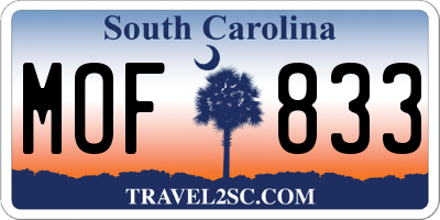 SC license plate MOF833