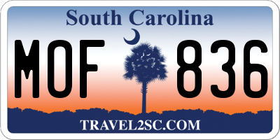 SC license plate MOF836