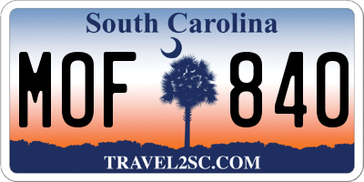 SC license plate MOF840