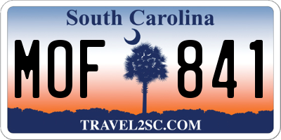 SC license plate MOF841