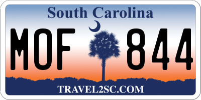 SC license plate MOF844