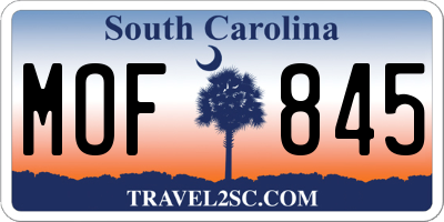 SC license plate MOF845