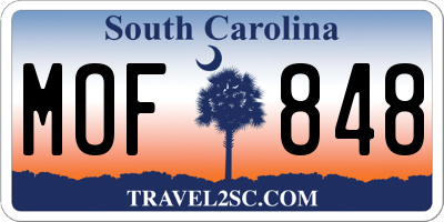 SC license plate MOF848