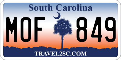 SC license plate MOF849