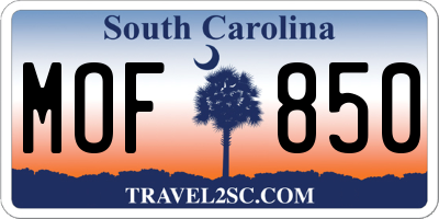 SC license plate MOF850