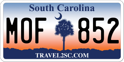 SC license plate MOF852