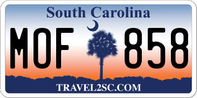 SC license plate MOF858