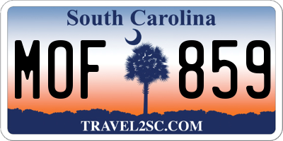 SC license plate MOF859