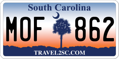 SC license plate MOF862
