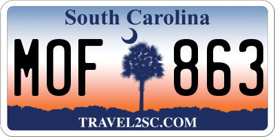 SC license plate MOF863