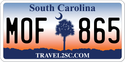 SC license plate MOF865