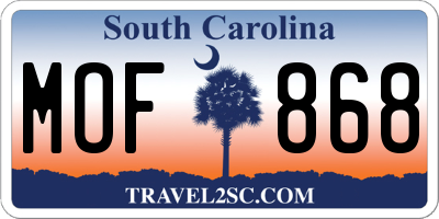 SC license plate MOF868