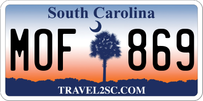 SC license plate MOF869