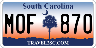 SC license plate MOF870