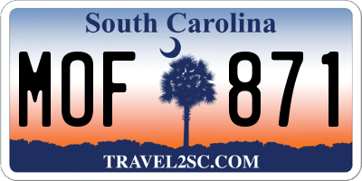 SC license plate MOF871