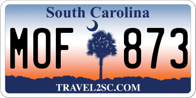 SC license plate MOF873