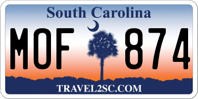 SC license plate MOF874