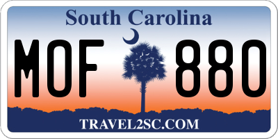 SC license plate MOF880