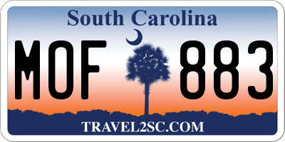 SC license plate MOF883