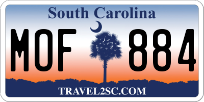 SC license plate MOF884