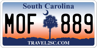 SC license plate MOF889