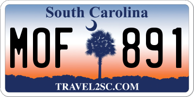 SC license plate MOF891