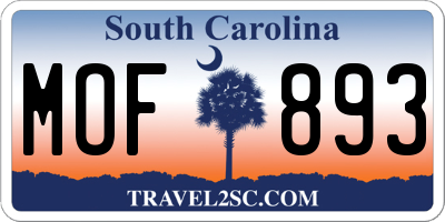 SC license plate MOF893