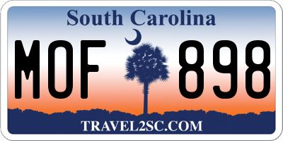 SC license plate MOF898