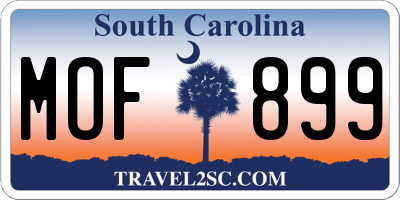 SC license plate MOF899