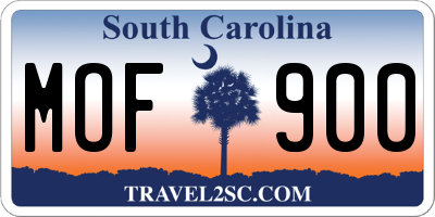 SC license plate MOF900
