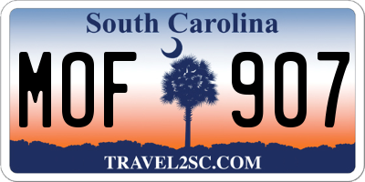 SC license plate MOF907