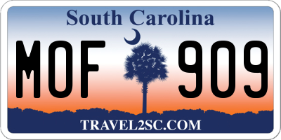 SC license plate MOF909