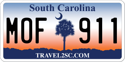 SC license plate MOF911