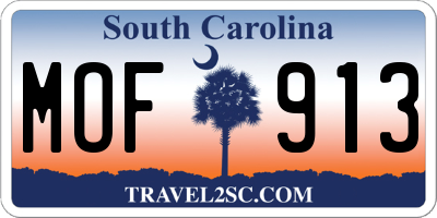 SC license plate MOF913