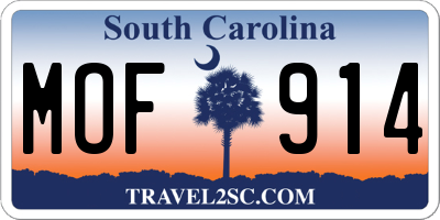 SC license plate MOF914